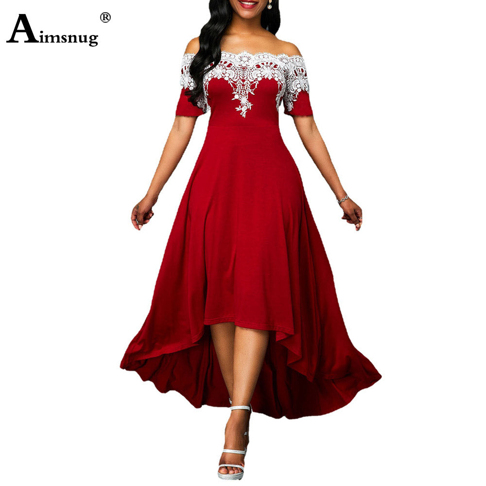 Elegant 5XL Women's Vintage Maxi Dress with Lace Detail