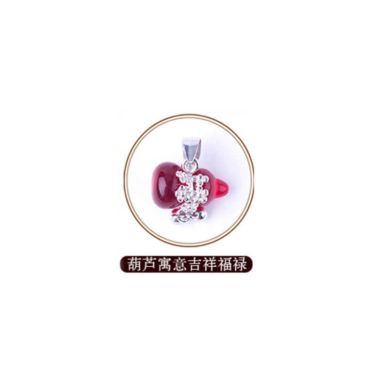 S925 Silver Necklace with Garnet Fox Pendant Jewelry