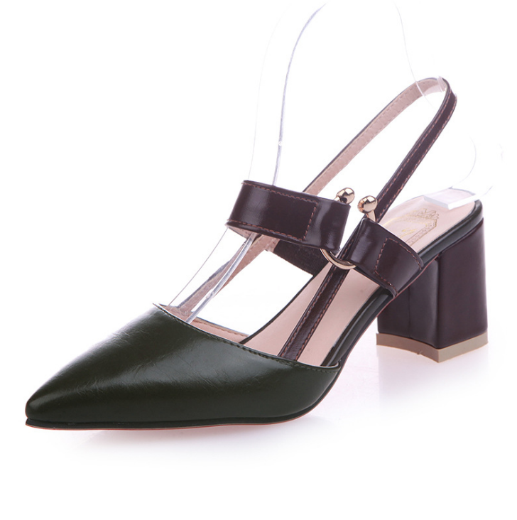 Pointed Toe Buckle Chunky Heel Sandals (Open & Closed)