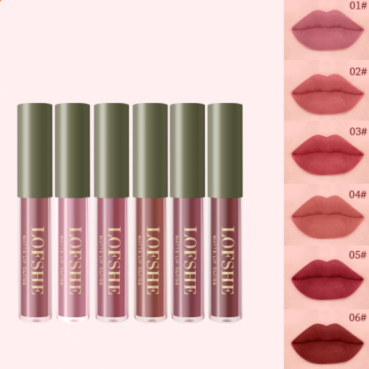 6 Colors Nonstick Earth Matte Lipstick Glaze