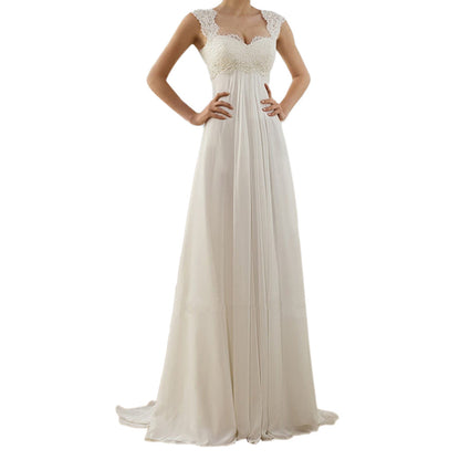 Lace Panel Maxi Dress - Elegant Evening Gown