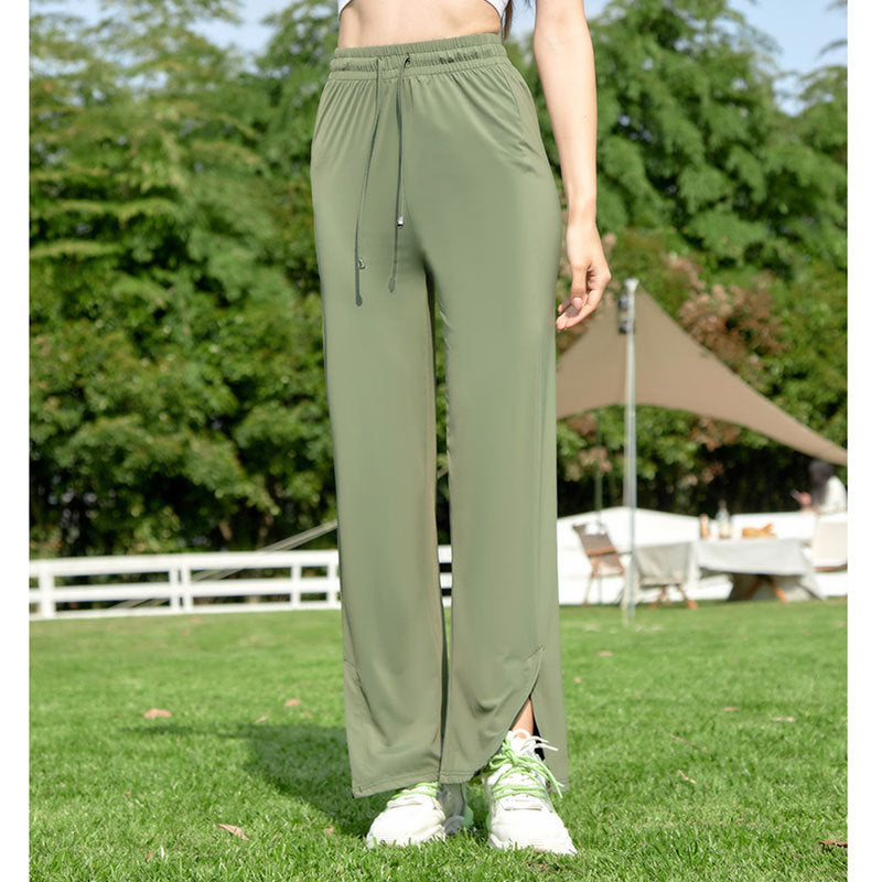 Pink Ice Silk Wide-Leg Trousers for Spring/Summer 2024