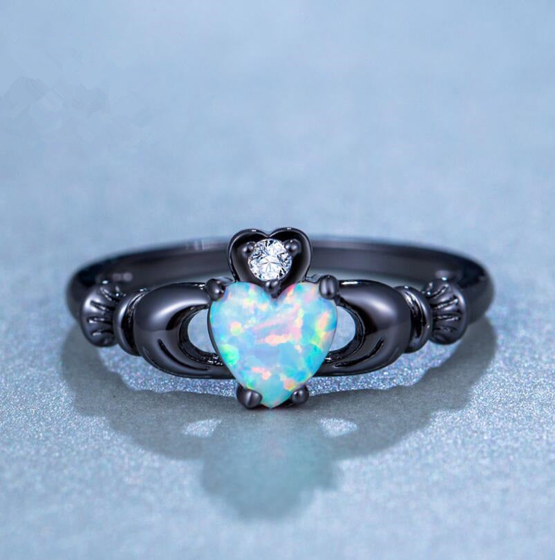 Diamond Ring, Black Gold Ring, Heart Ring