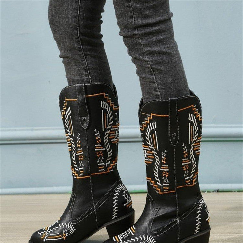Retro High-Heeled Pointed Toe Thin Boots