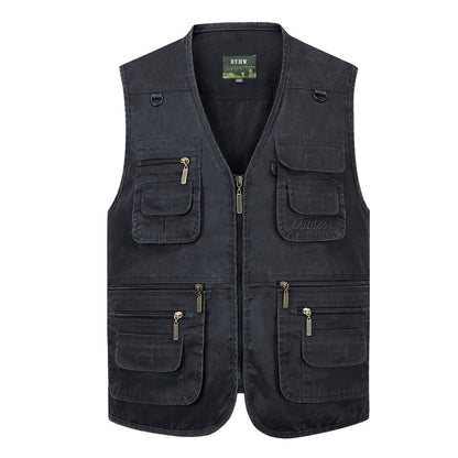 Casual Denim Fishing Vest for Middle-aged Men