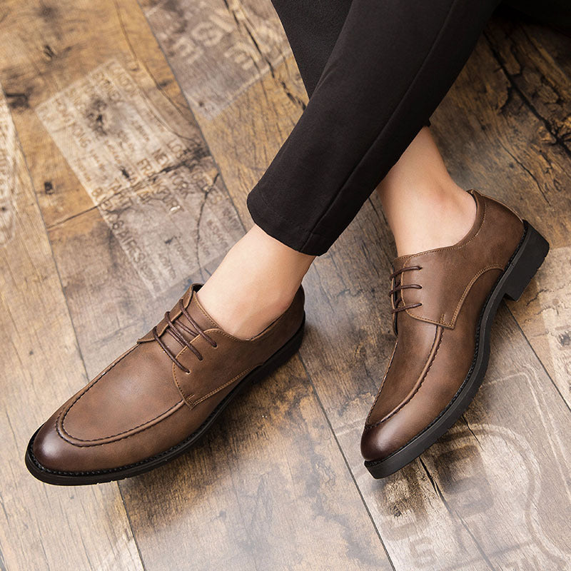 Autumn Black Leather Shoes for Youth
