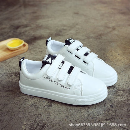 Velcro Flat Casual White Sneakers (Little White Shoes)