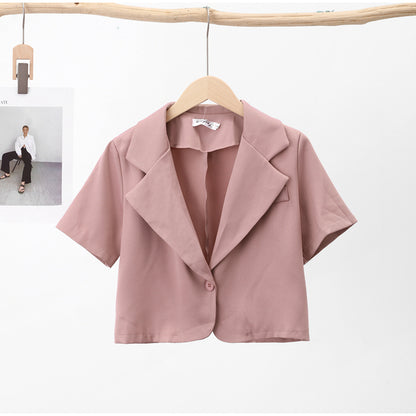 Elegant Women's Office Suit Set - Short Sleeve Blazers