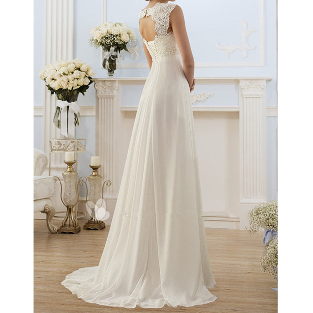 Lace Panel Maxi Dress - Elegant Evening Gown