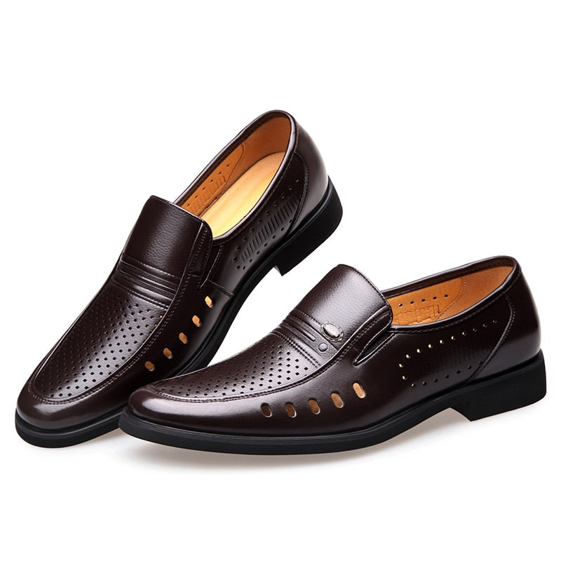 Men's Genuine Leather Casual Business Shoes - Breathable