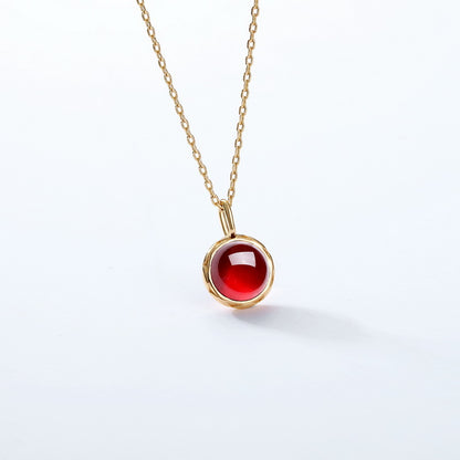 S925 Silver and 9K Gold Minimalist Garnet Pendant