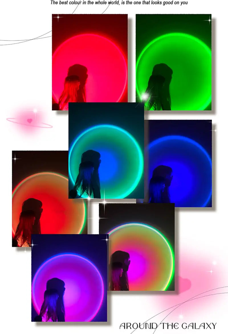 USB Sunset Rainbow Projector LED Night Light Decor
