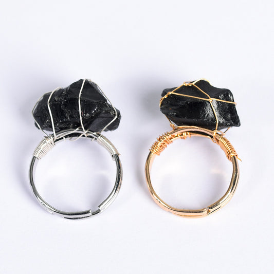Adjustable Natural Amethyst Fashion Ring