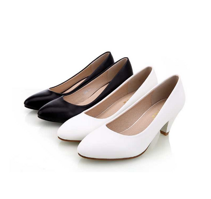 Women's Black Leather Business Work Shoes (Size 43)