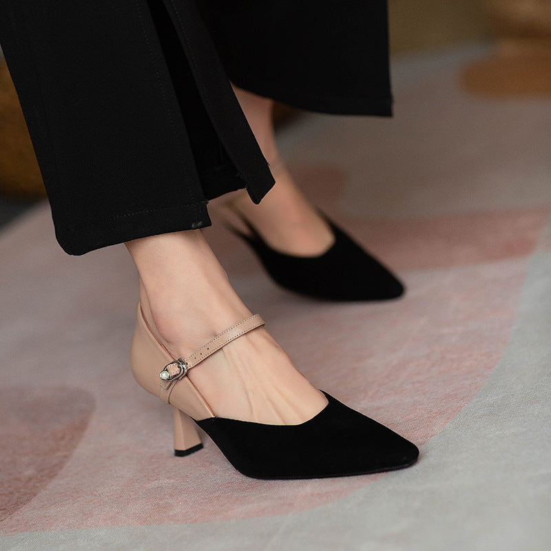 2022 Women's French Pointed Toe Color Block Heels
