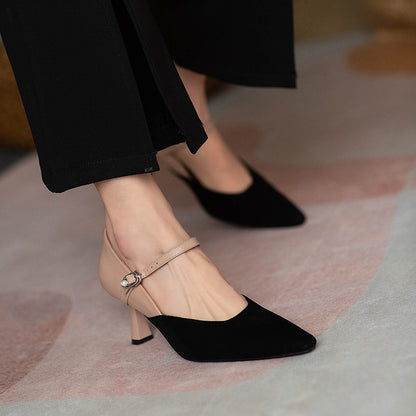 2022 Women's French Pointed Toe Color Block Heels