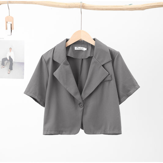 Elegant Women's Office Suit Set - Short Sleeve Blazers