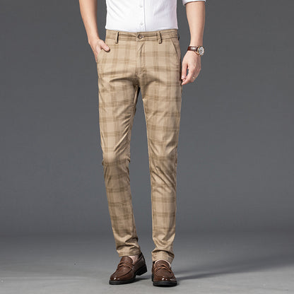 Trendy Youth Plaid Pants for Men - Slim Fit Style