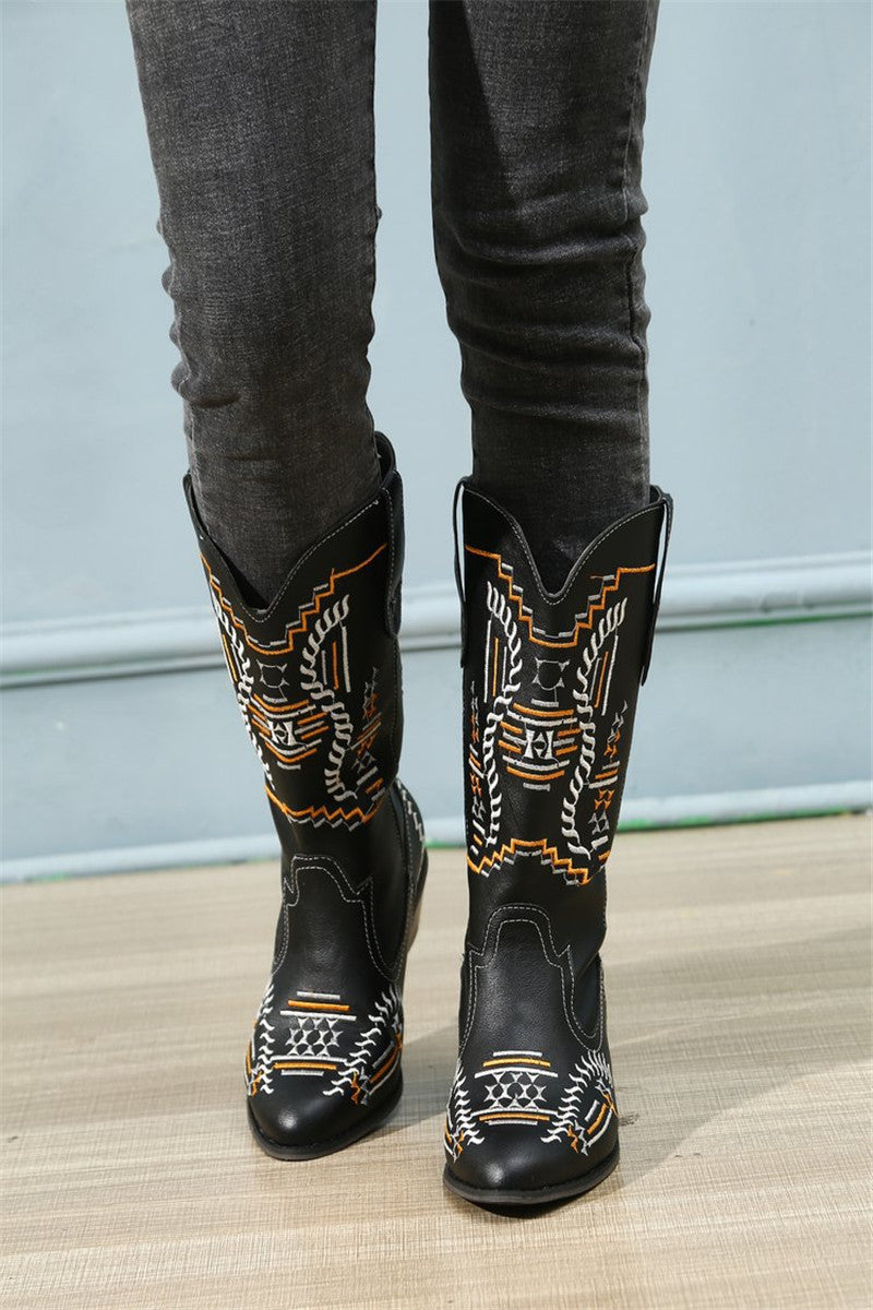 Retro High-Heeled Pointed Toe Thin Boots