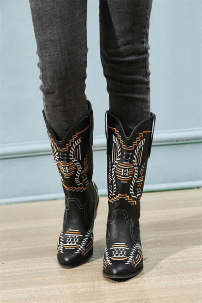 Retro High-Heeled Pointed Toe Thin Boots
