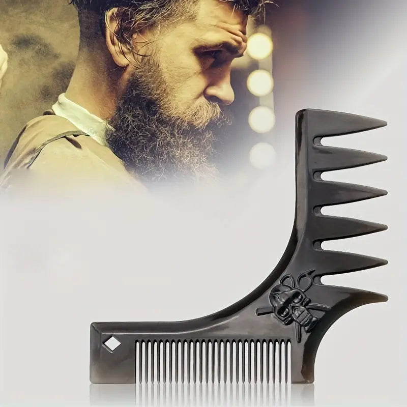 Men's Beard Shaping Tool with Comb Template (Black)