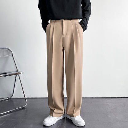 Men's Wide-Leg Loose Straight-Leg Trousers for Spring/Summer