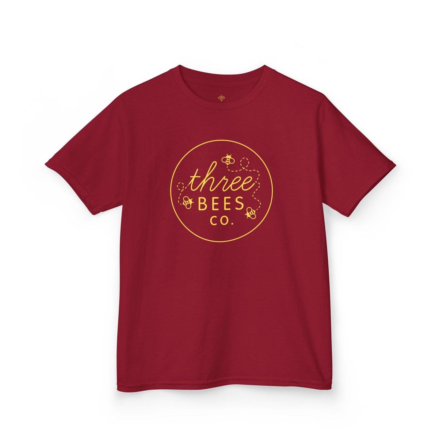 Kids Heavy Cotton Gildan Three Bees Classic Logo in Yellow Hive Tee