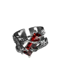 Dark Black Red Zircon Ring for Men and Women