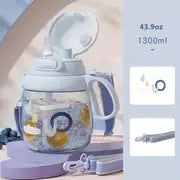 Cute Kawaii Penguin Water Bottle with Lid and Straw (1pc)