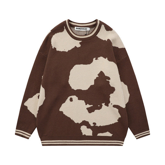 Casual Colorblock Round Neck Pullover Sweater for Men