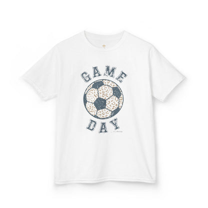 Kids Heavy Cotton Gildan Soccer Game Day Leopard Hive Tee