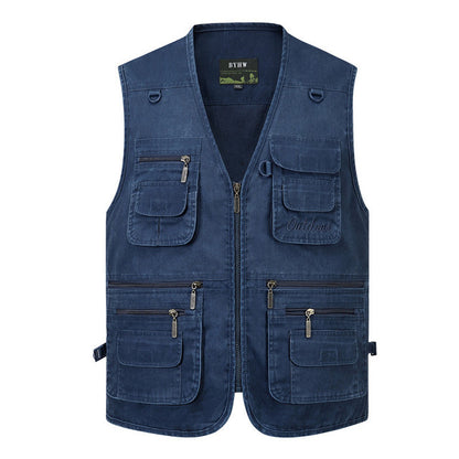 Casual Denim Fishing Vest for Middle-aged Men
