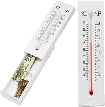 Real Working Thermometer Diversion Safe - Small Hidden Safe To Stash Keys Or Money In Plain Sight
