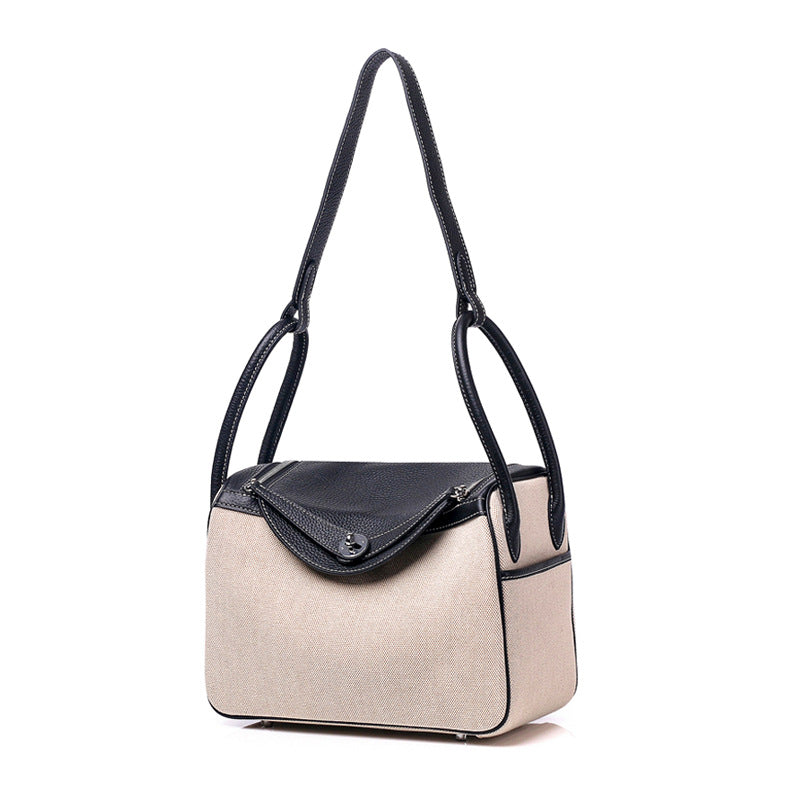 Canvas and Top Layer Cowhide Doctor's Handbag