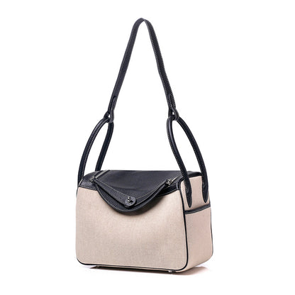 Canvas and Top Layer Cowhide Doctor's Handbag