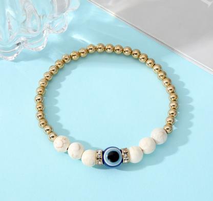 Natural Turquoise Blue Eye Lucky Beads Bracelet