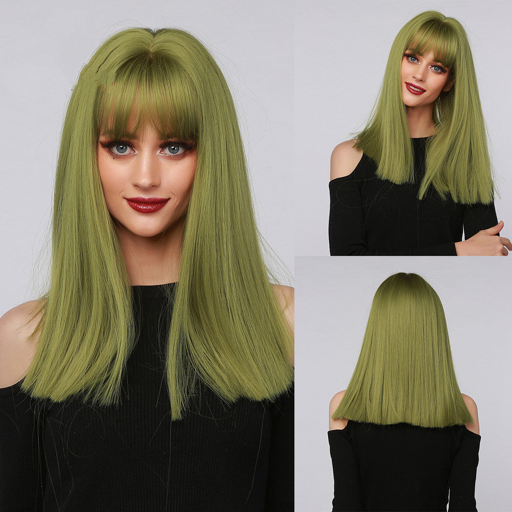 Medium Length Straight Hair in Red, Brown, Black, Multicolor