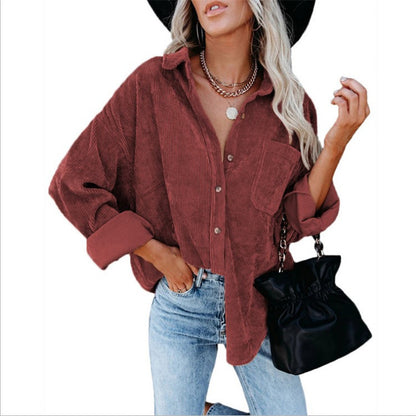 Autumn Winter Women's Solid Color Lapel Casual Jacket