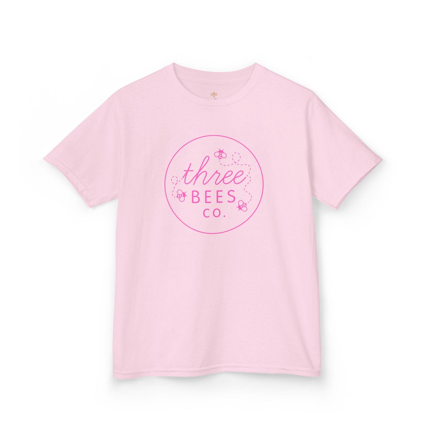 Kids Heavy Cotton Gildan Three Bees Classic Logo in Pink Hive Tee