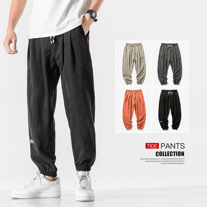 Casual Drawstring Elastic Waist Windbreaker Pants for Men