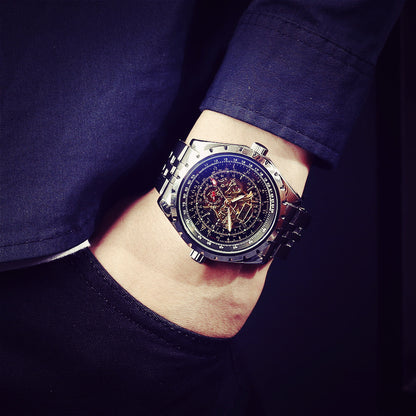 Precision Steel Automatic Military Watch with Large Dial