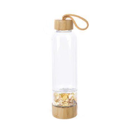 Natural Crystal Quartz Stone Energy Glass Water Bottle