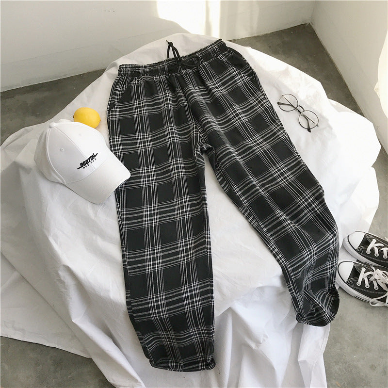 Men's Spring Plaid Wide-leg Trousers - Casual Style