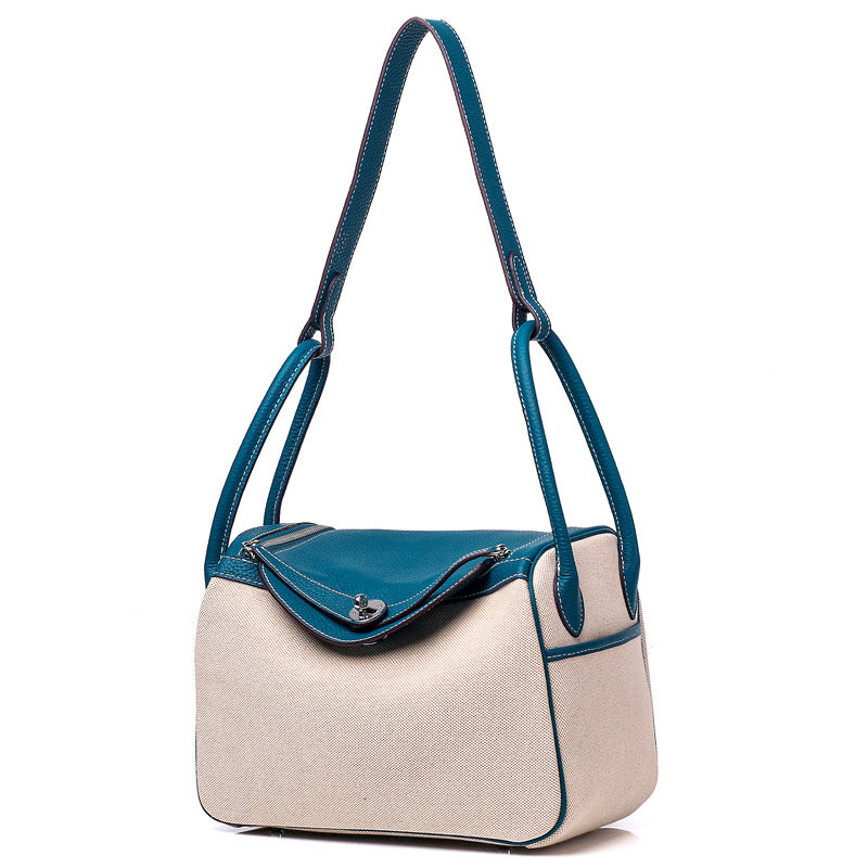 Canvas and Top Layer Cowhide Doctor's Handbag