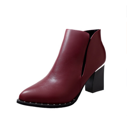 Pointed Toe Chunky Heeled Martin Boots