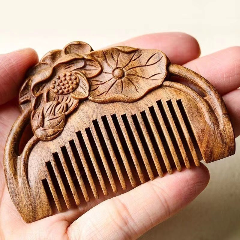 Wholesale Green Sandalwood Double-Sided Carved Comb Set