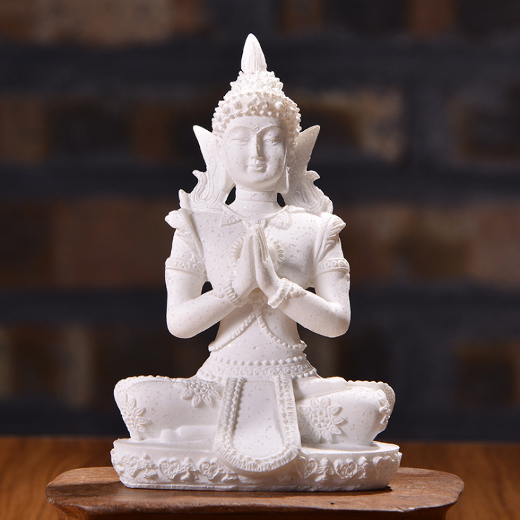 Resin Sandstone Small Sitting Buddha Home Decor Piece