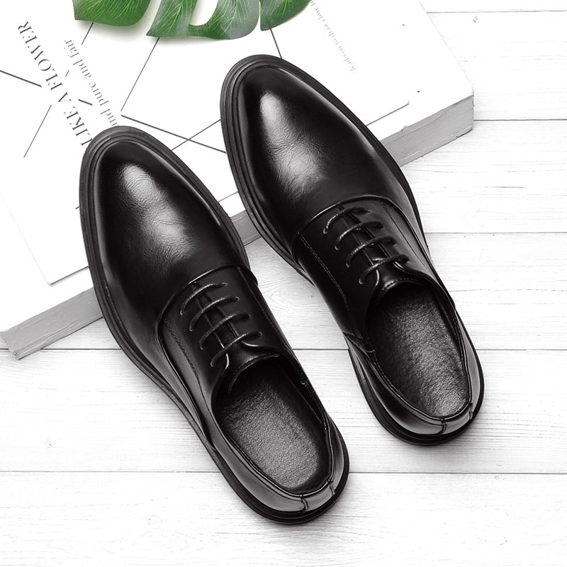 Korean Youth Thick-Soled Leather Shoes
