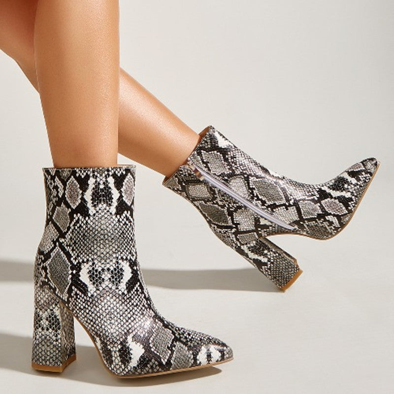 Women's Thick-heeled Pointed High-heeled Boots