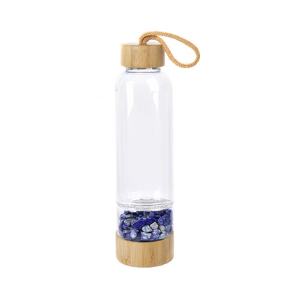 Natural Crystal Quartz Stone Energy Glass Water Bottle